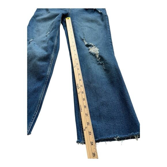 Free People Jeans Womens 30 Distressed Raw Hem Ankle Crop Straight Festival Boho - Picture 8 of 11